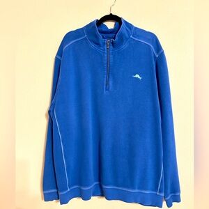 Men’s XXL Tommy Bahama Half Zip Pullover; Royal Blue